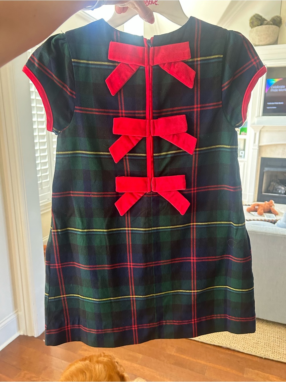 The Beaufort Bonnet Company Navy and Green Tartan Dress with Red Accents